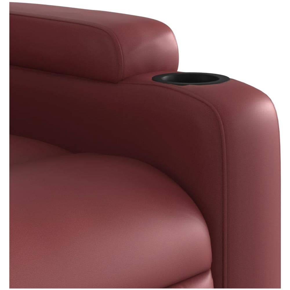 Poltrona Massaggiante Reclinabile Rosso Vino In Similpelle - Foto 8