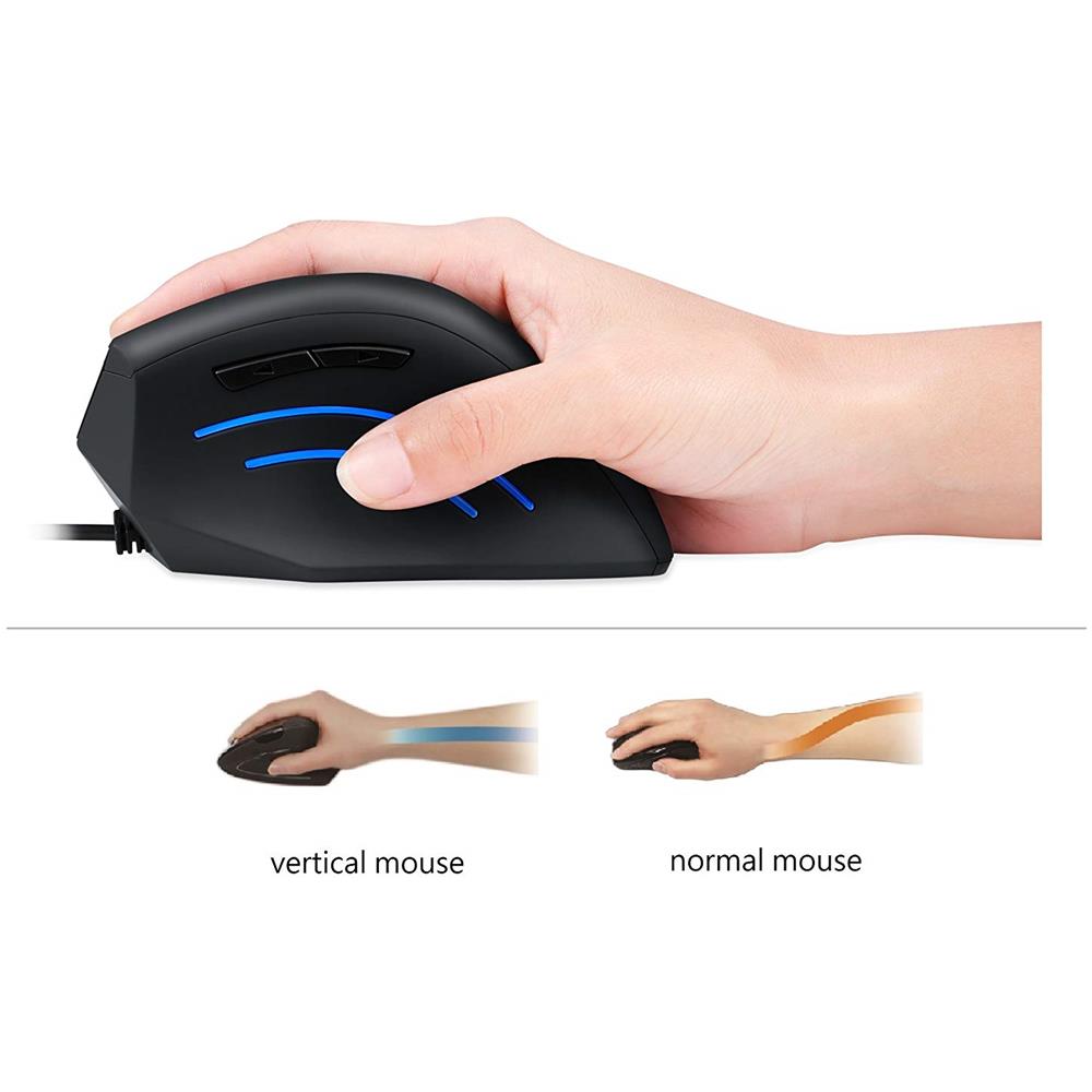 Perimice-508 Mouse Ergonomico Ottico Ergonomico, Rotella Di Scorrimento Integrata Nero - Foto 2