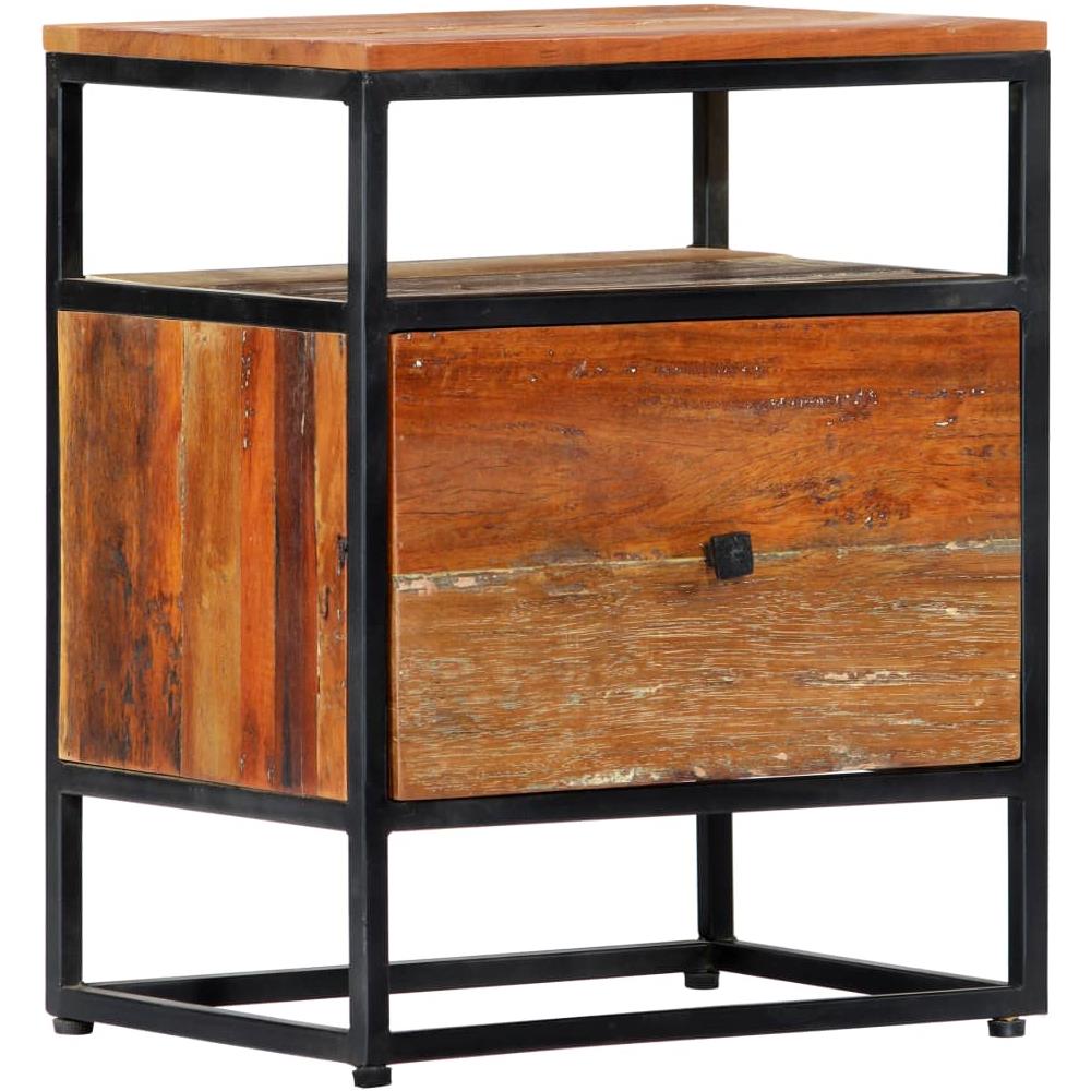 Comodino 40x30x50 Cm In Legno Massello Di Recupero E Acciaio - Foto 1