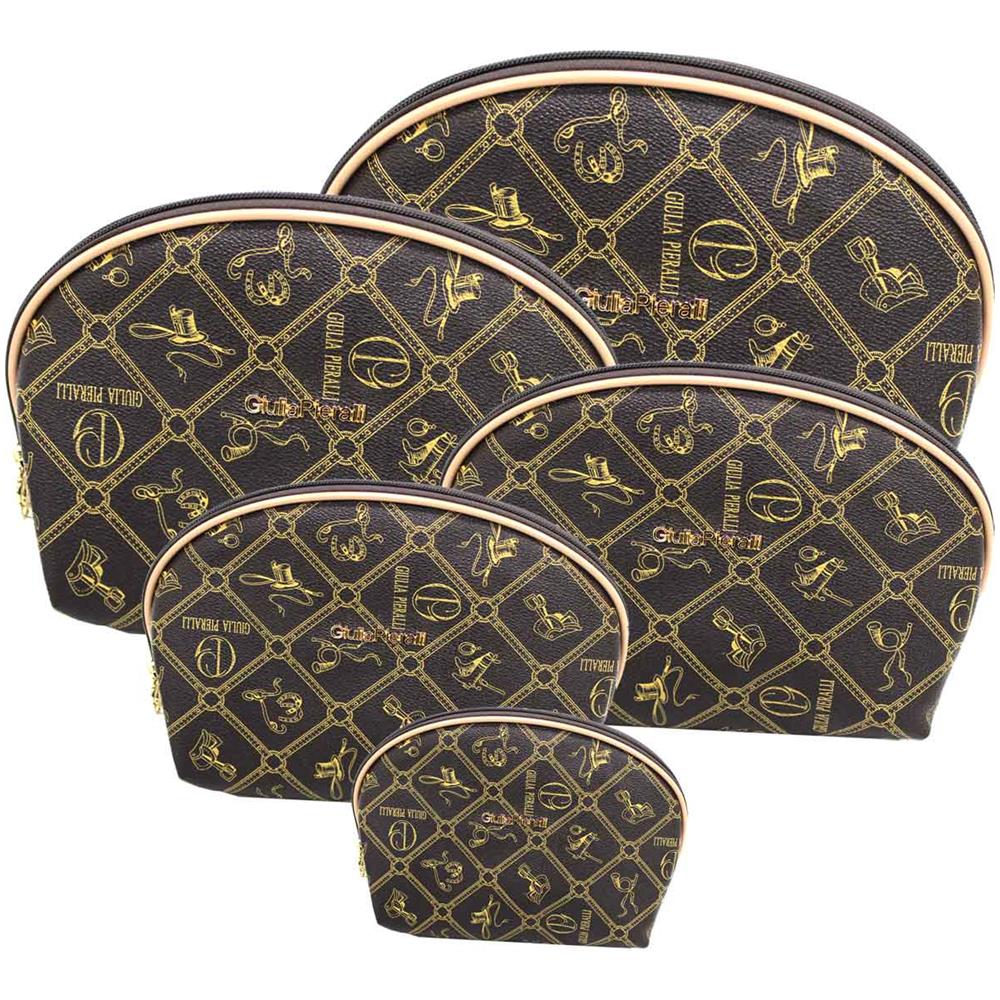 Set 5 Necessaire Trousse Pochette Beauty Porta Cosmetici Profumi Bagno Coffee - Foto 1