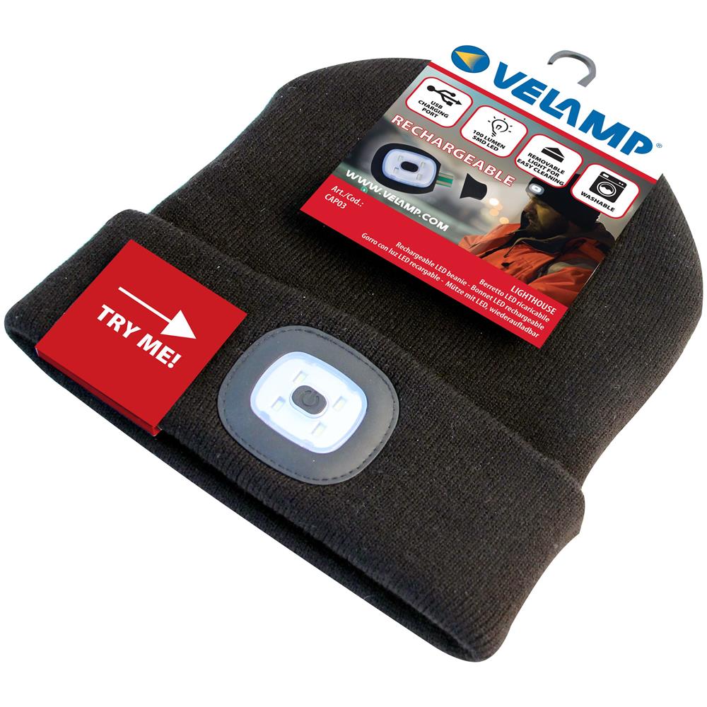 Capellino Con Luce Frontale Torcia Led Ricaricabile Nero - Foto 2