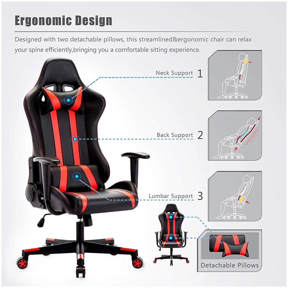 Gaming Girevole Ergonomica con Cuscini e Schienale Reclinabile Jestes/® Sedia da Ufficio