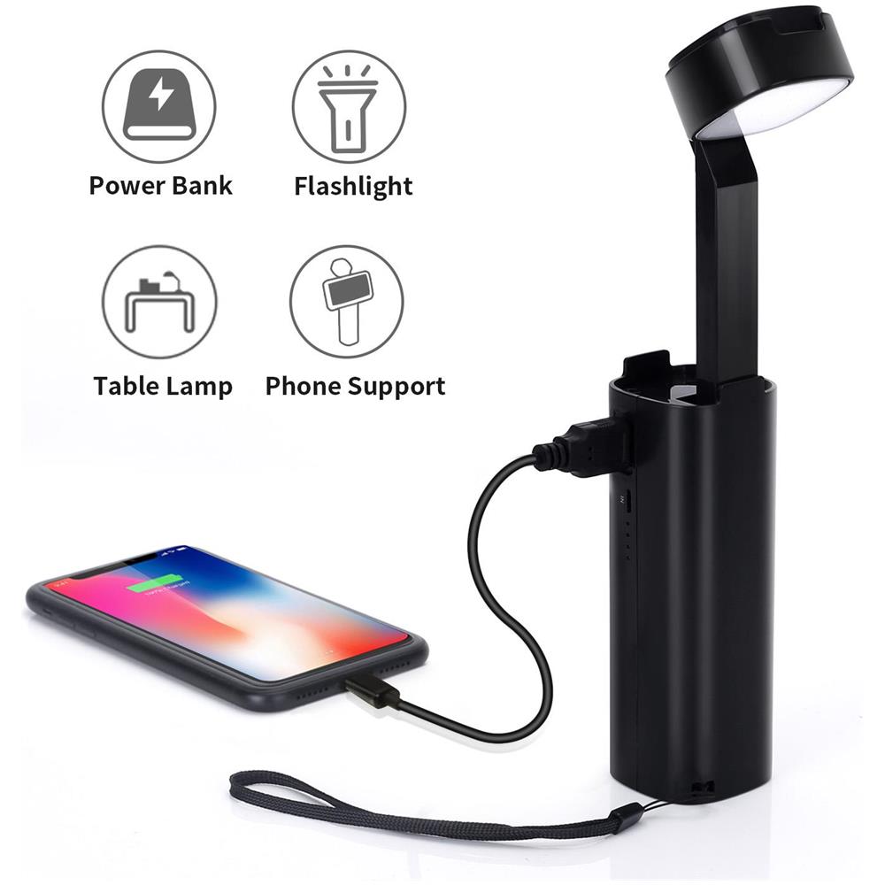 Lampada Led 4in1 Da Tavolo Pieghevole Portatile Dimmer Power Bank Torcia Supporto Smartphone - Foto 1