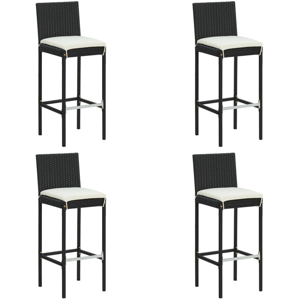 Set Bar Da Giardino 5 Pz Con Cuscini Polyrattan Nero - Foto 2