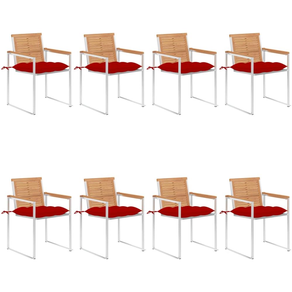 Sedie Da Giardino Con Cuscini 8 Pz In Legno Massello Di Teak - Foto 1