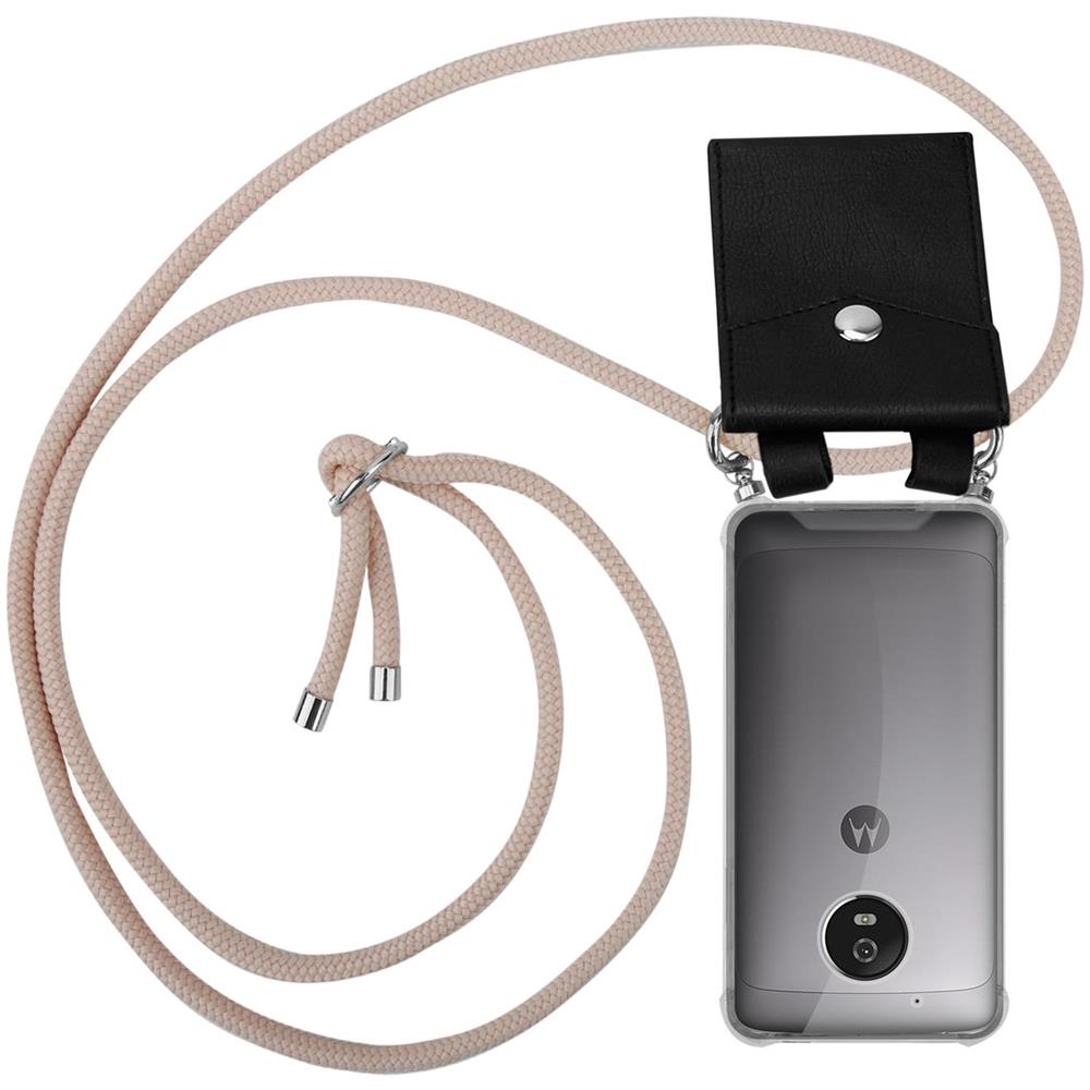 Catena Di Telefoni Cellulari Compatibile Con Motorola Moto G5 In Or Rosato A Perla - Coperchio Protettivo In Silicone Con Anelli D'argento, Cinturino In Corda E Custodia Staccabile - Foto 1