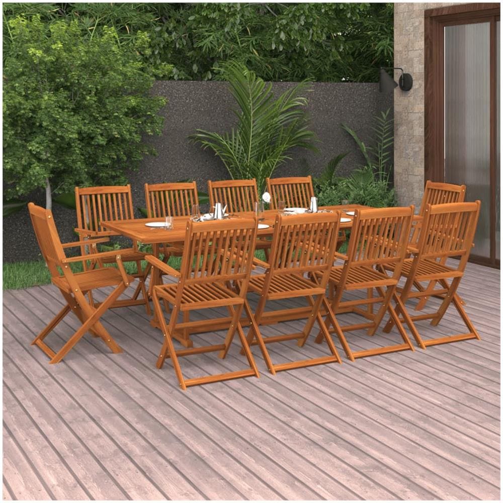 Set da Pranzo da Giardino 11 pz 220x90x75 cm Massello di Acacia - Foto 1