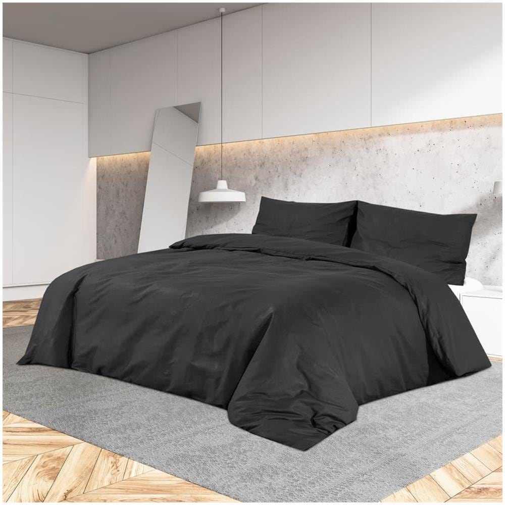 Set Copripiumino Nero 200x200 Cm In Microfibra Leggera - Foto 1