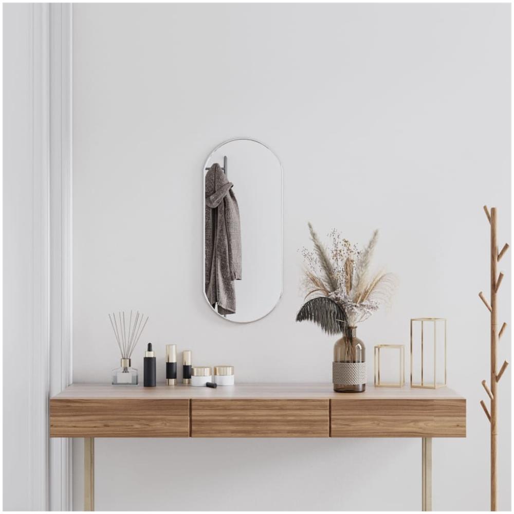 Specchio Da Parete Argento 70x30 Cm Ovale - Foto 1