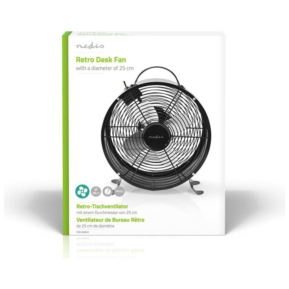 Ventilatore da Tavolo Retrò Diametro 250 mm Potenza 20 Watt 2 Velocità Colore Nero - Foto 7