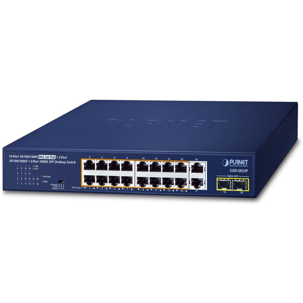 16-Port 10/100/1000T 802.3at Non gestito Gigabit Ethernet (10/100/1000) Supporto Power over Ethernet (PoE) Blu - Foto 1