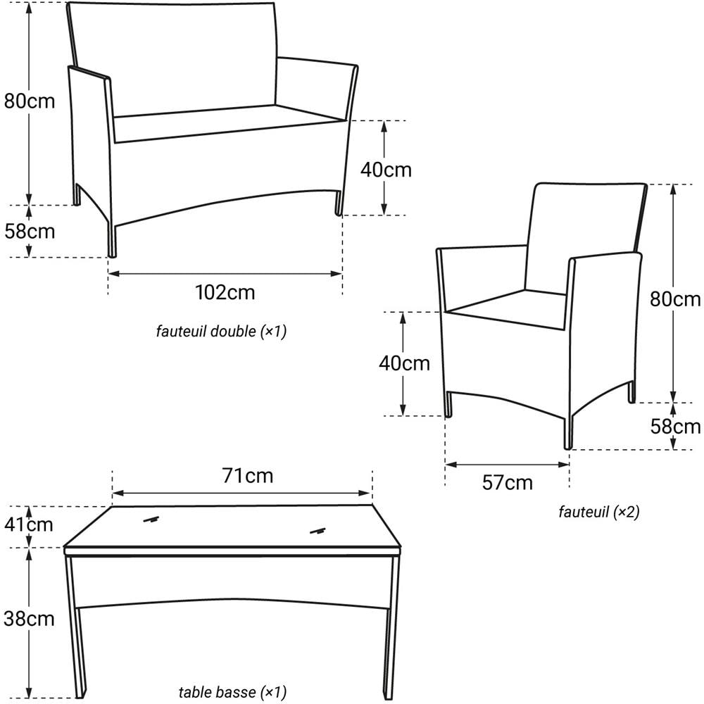 Set Di Mobili Da Giardino Corfou In Resina Intrecciata Nera - 4 Posti - Cuscini Beige - Foto 2