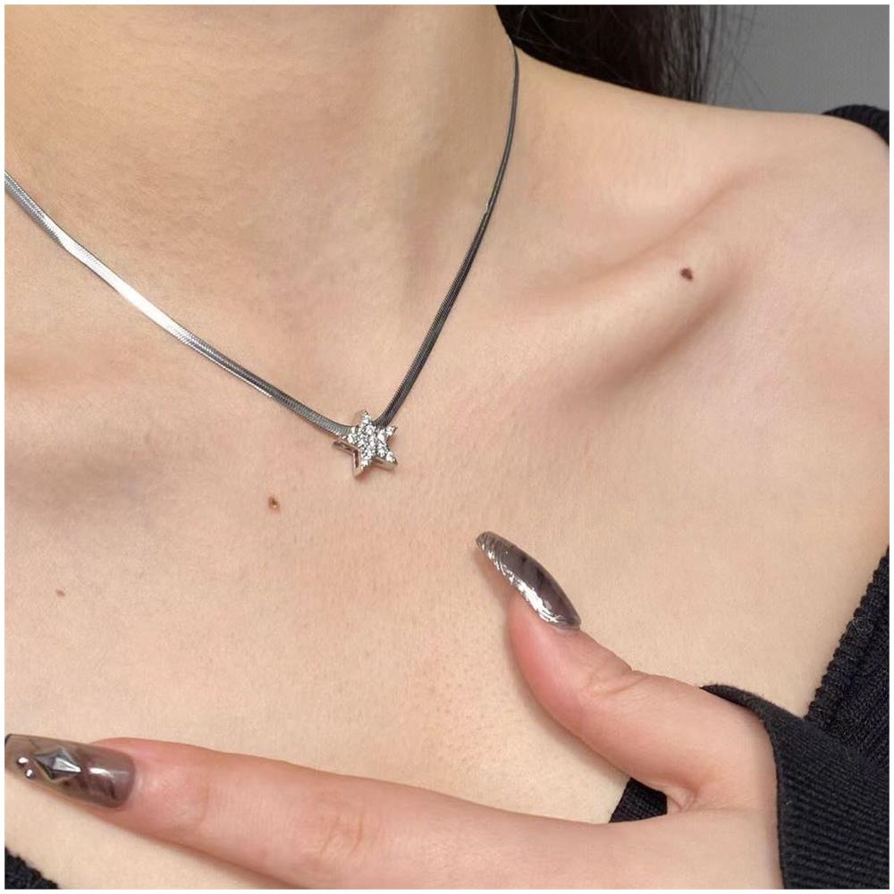 Collana Con Pendente A Stella Osso Di Serpente D'argento - Foto 2