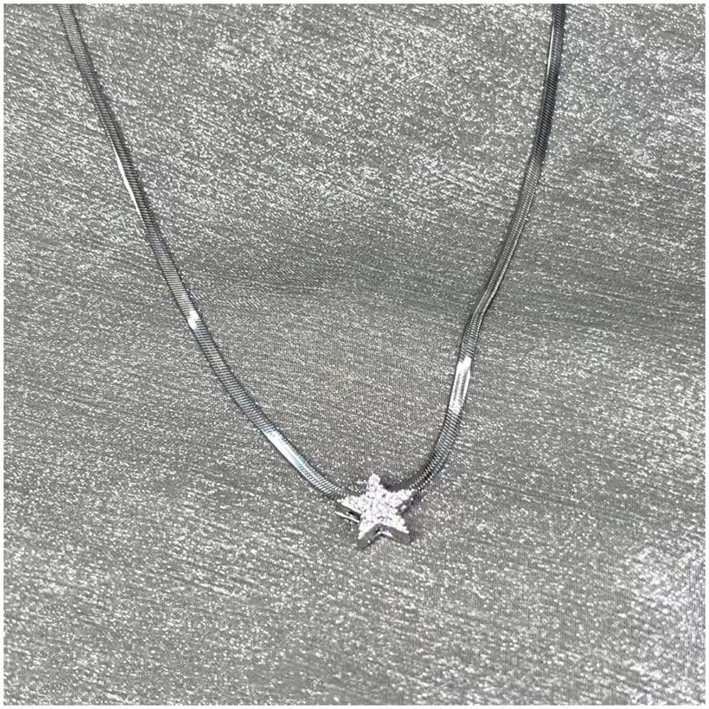 Collana Con Pendente A Stella Osso Di Serpente D'argento - Foto 5