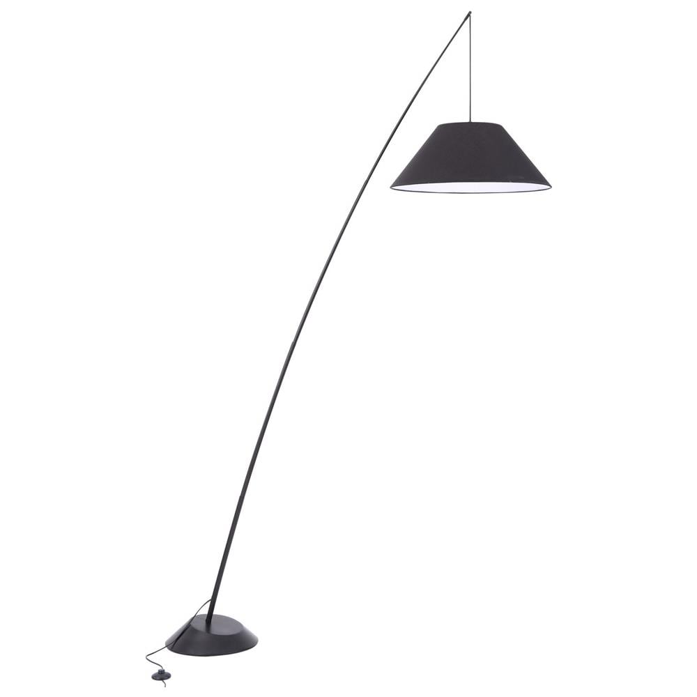 Piantana Minimal Campanula Metallo Nero 1 Luce Con Diffusore In Tessuto Nero - Foto 1