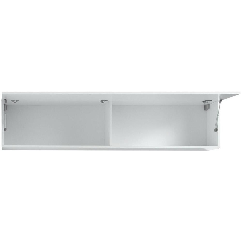 Mobile Pensile Luca, Armadio Multiuso, Mobiletto A Muro, 100% Made In Italy, Cm 180x30h40, Bianco Lucido - Foto 4