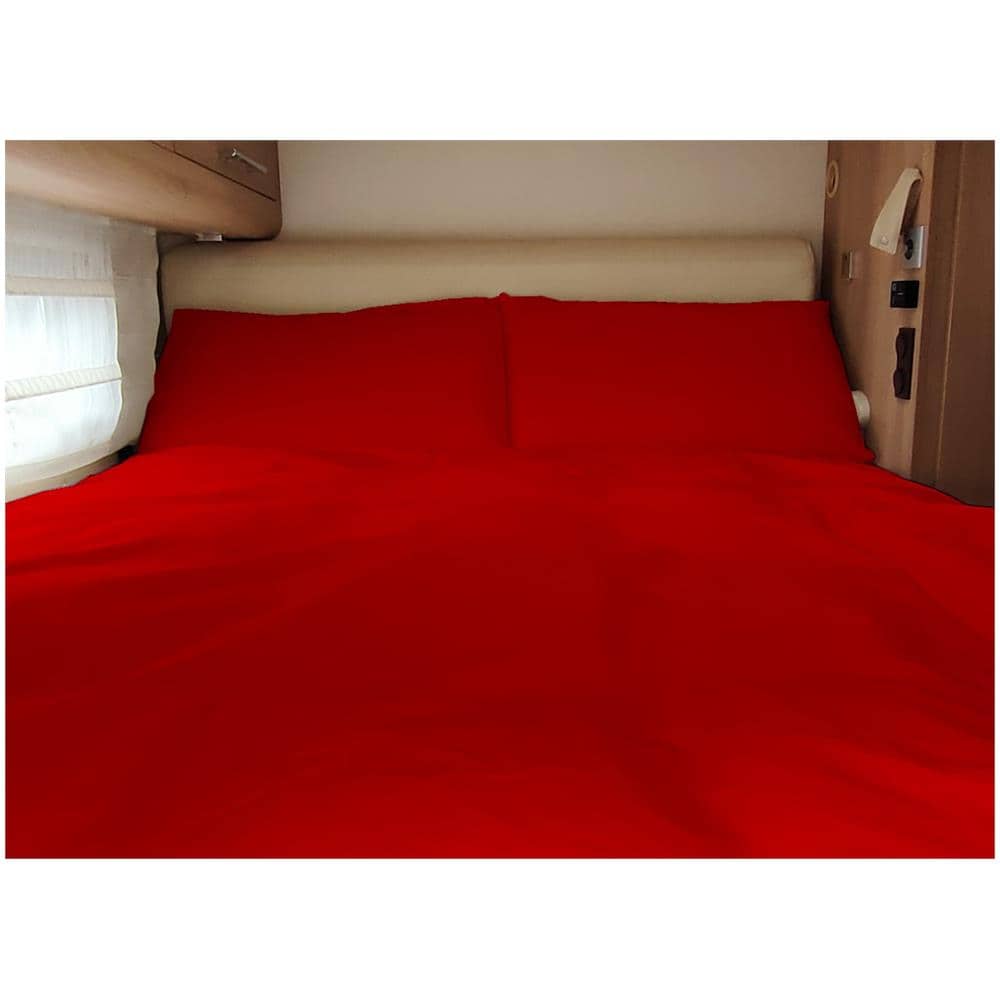 Lenzuolo Sopra Cordonetto Camper Roulotte 100% Cotone Personalizzabile Tinta Unita Matrimoniale Rosso - Foto 1