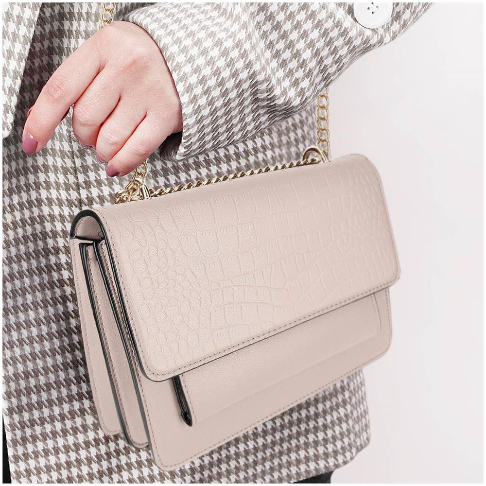 Borsa A Tracolla Con Catena In Metallo, Beige - Foto 5