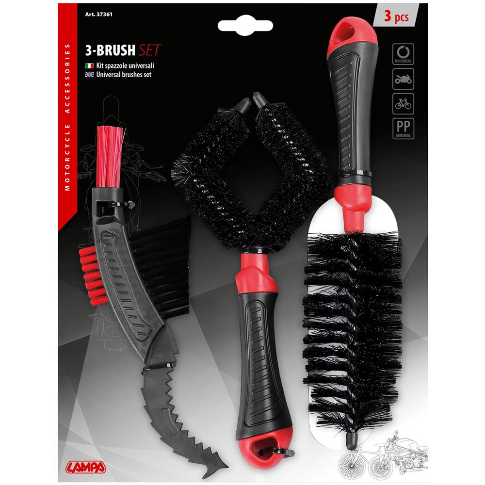 Set 3 Spazzole Per Pulizia Moto E Ciclo - Foto 2