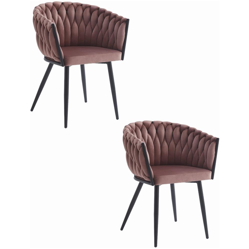 Sedia MAYAN in velluto rosa scuro con gambe nere x2 - Foto 1