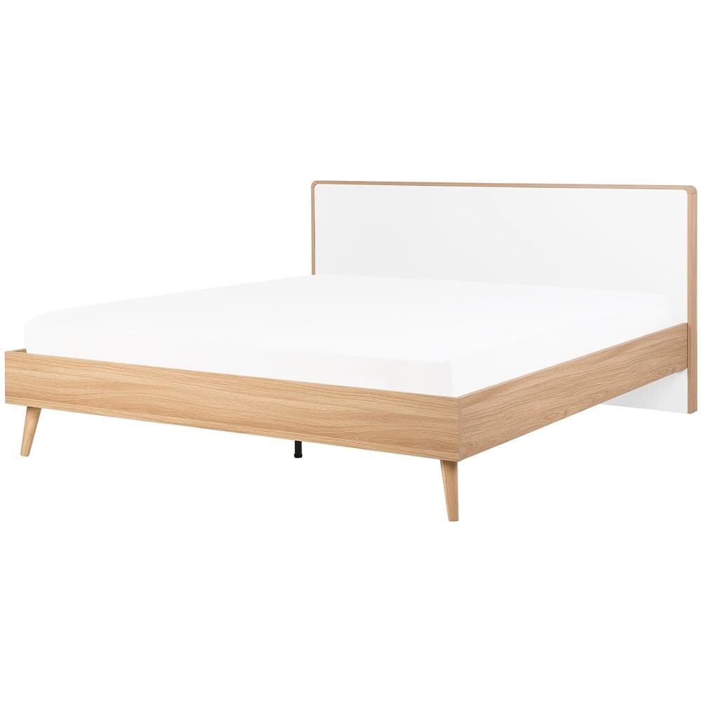 Letto Matrimoniale 180x200cm In Legno Marrone E Bianco Con Led Serris - Foto 1