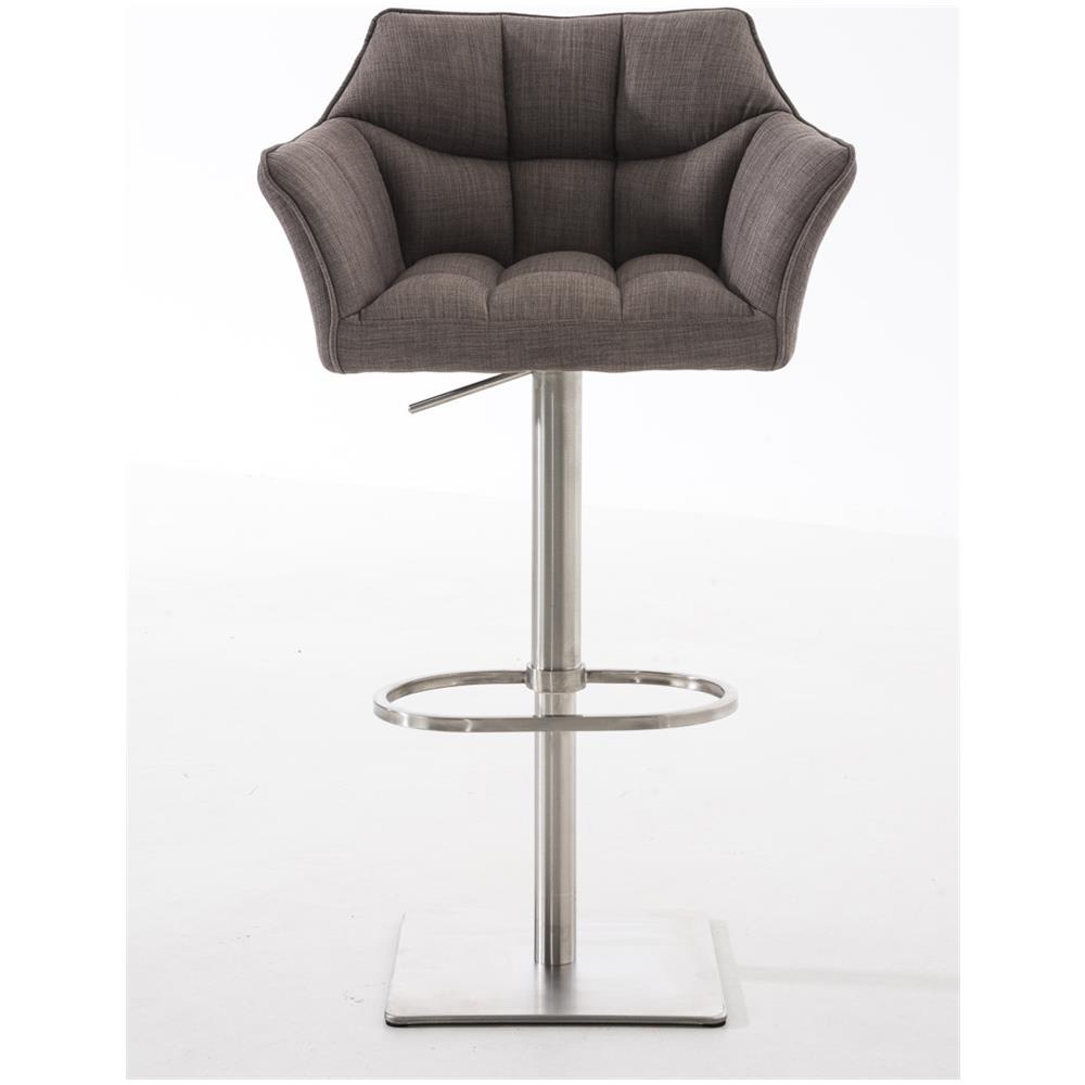 Sgabello Alto Bar Damaso I Sgabello Design Cucina Trapuntato in Tessuto con Braccioli E Schienale Imbottiti l Sedia Sgabello Bar Pub con Poggiapiedi Grigio Acciaio Inox - Foto 2