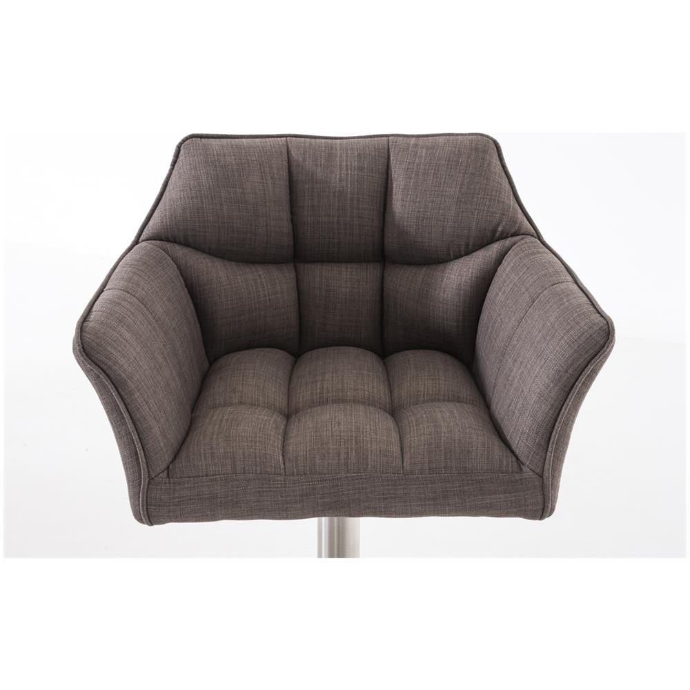 Sgabello Alto Bar Damaso I Sgabello Design Cucina Trapuntato in Tessuto con Braccioli E Schienale Imbottiti l Sedia Sgabello Bar Pub con Poggiapiedi Grigio Acciaio Inox - Foto 5