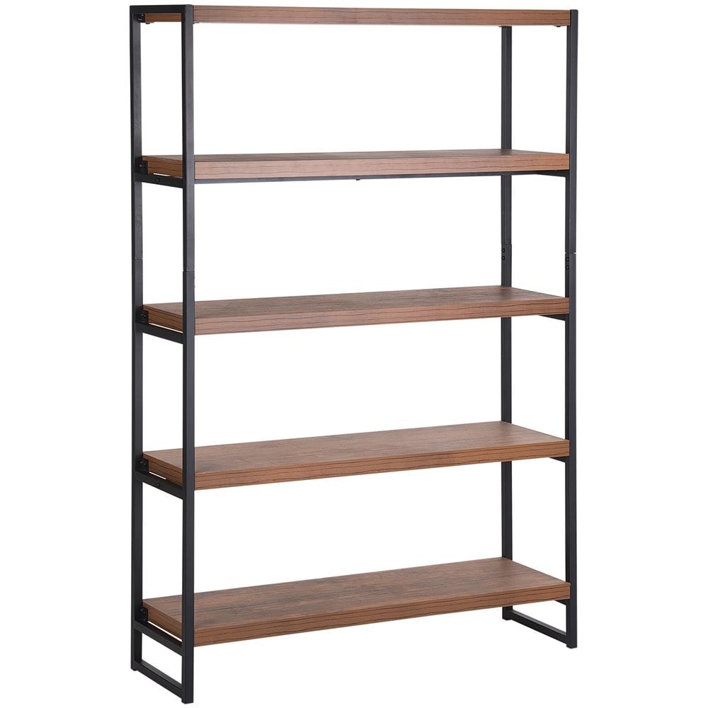 Libreria Con 4 Mensole Color Legno Scuro E Nero Tifton - Foto 1