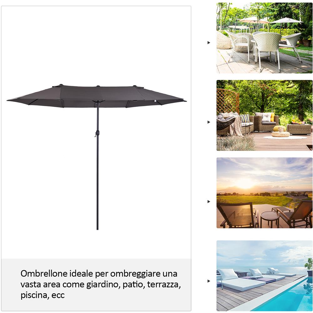 Ombrellone Doppio Da Giardino Grigio Area Coperta: 4.6m - Foto 2