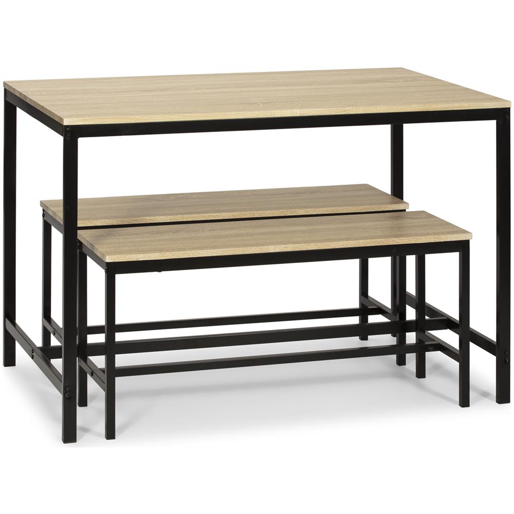 Tabella 2 Insieme E Lisboa Panchine Per Pranzo E Cucina, Tavolo 110 Centimetri X 70 Cm X 75cm, Struttura Metallica - Foto 1