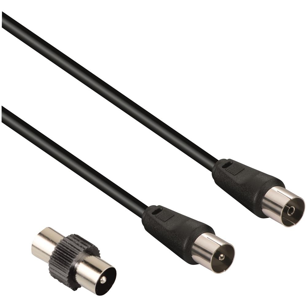 Cavo antenna M /F con adattatore M /M, 1,5 metri, 75 dB, nero - Foto 1