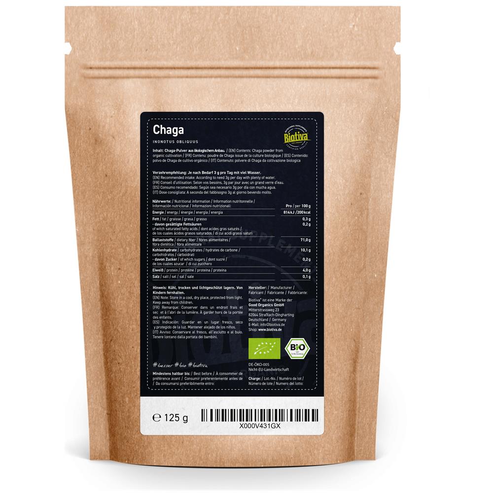 Fungo Chaga In Polvere Bio - 125g - Collezione Selvatica Certificata - Proveniente Dal Centro Mongolia E Siberia - >2% Polisaccaridi - - Foto 2