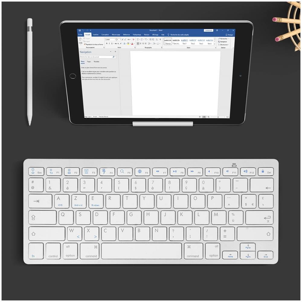 Tastiera Bluetooth Azerty (standard Francese) Meccanismo A Forbice Bianca - Foto 2