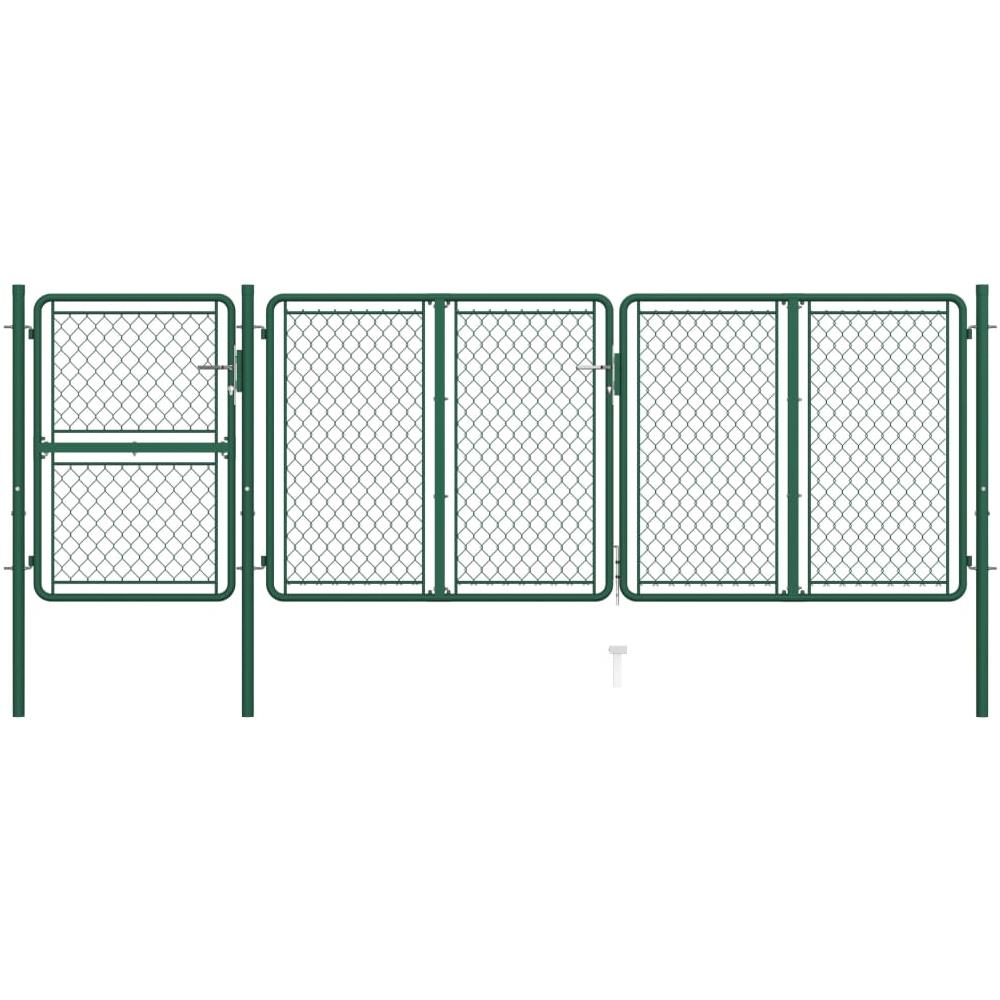 Cancello per Giardino in Acciaio 125x395 cm Verde - Foto 1