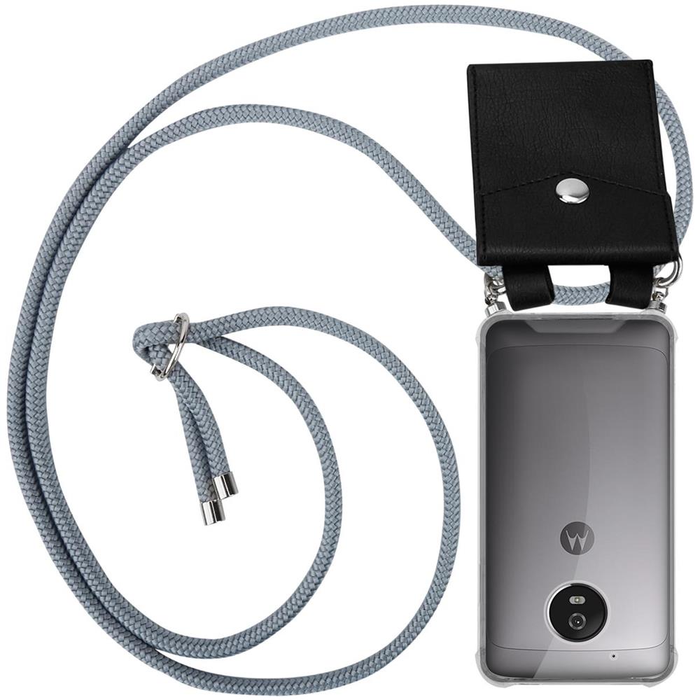 Catena Di Telefoni Cellulari Compatibile Con Motorola Moto G5 In Grigio Argento - Coperchio Protettivo In Silicone Con Anelli D'argento, Cinturino In Corda E Custodia Staccabile - Foto 1