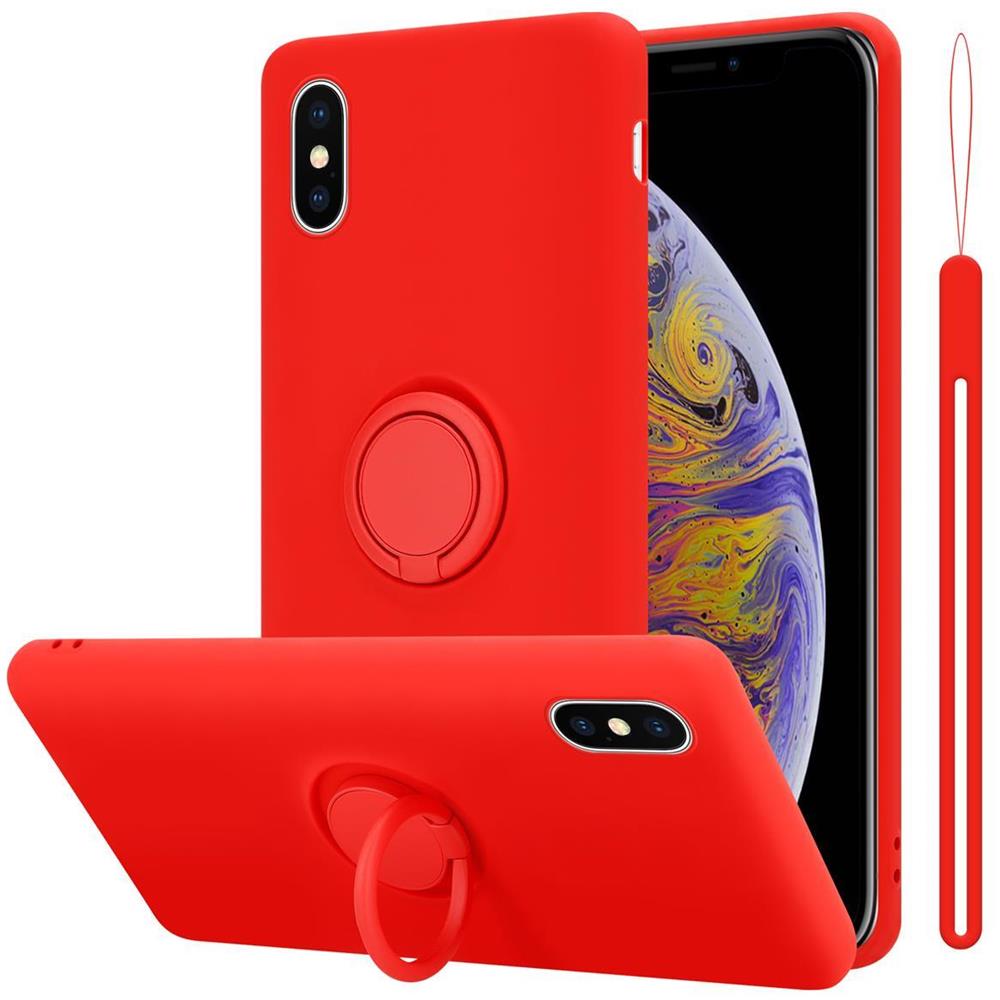 Cadorabo Custodia Compatibile Con Apple Iphone Xs Max In Liquid Rosso - Coperchio Protettivo In Silicone Tpu Flessibile Con Anello - Foto 1