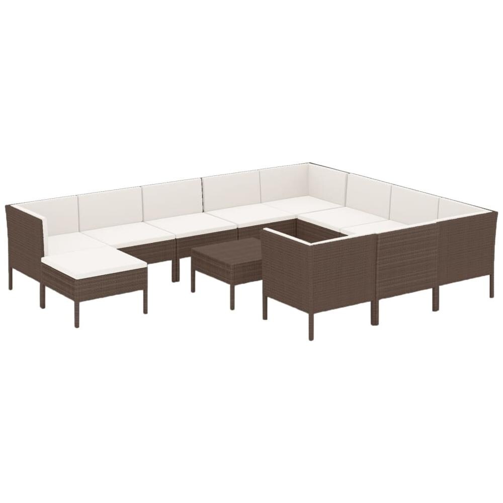 Set Divani Da Giardino 12 Pz Con Cuscini In Polyrattan Marrone - Foto 2