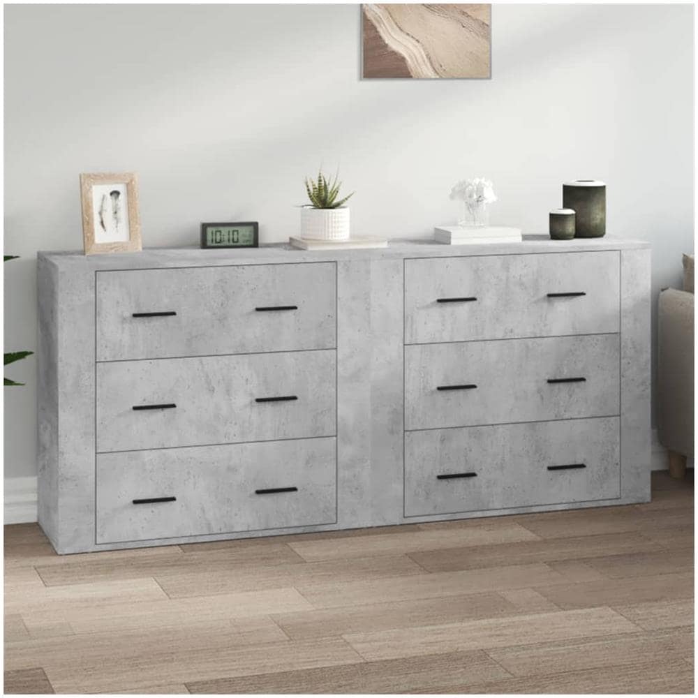 Credenze 2 Pz Grigio Cemento In Legno Multistrato - Foto 1