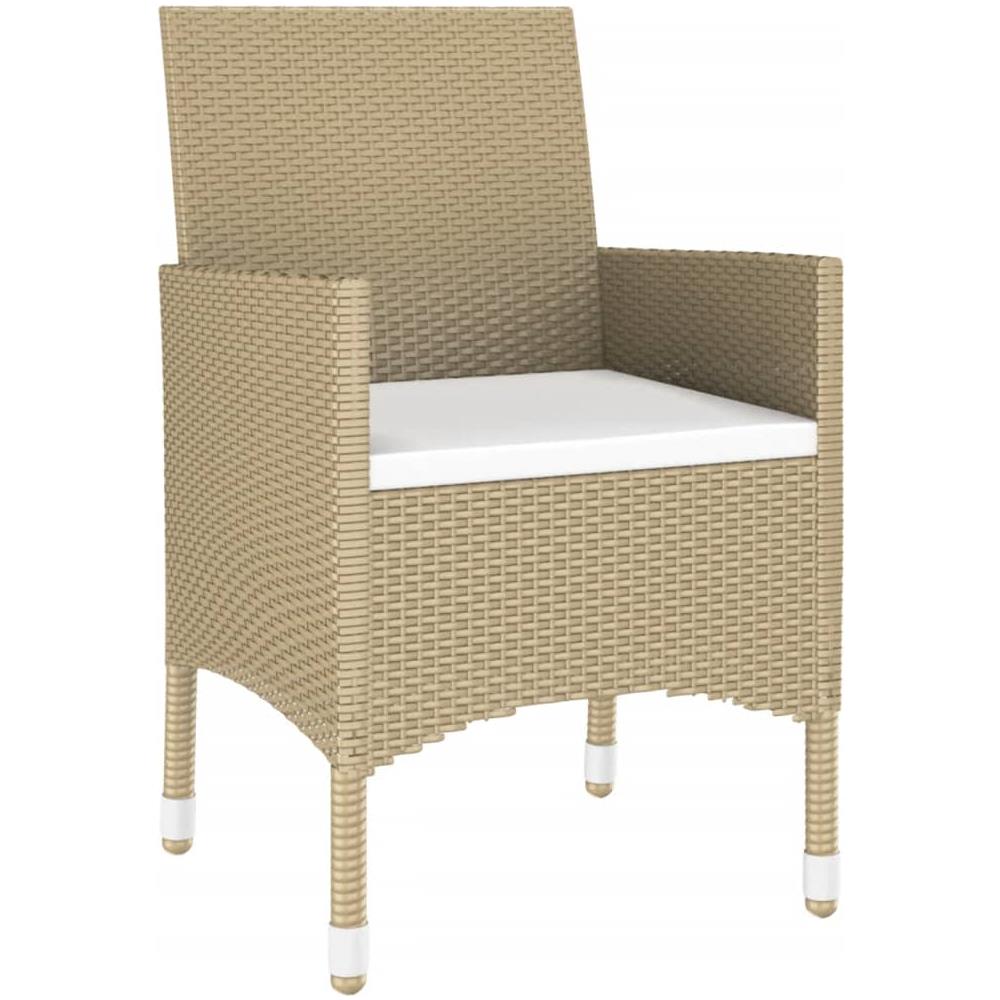 Set Da Pranzo Giardino 5 Pz Polyrattan E Vetro Temperato Beige - Foto 3