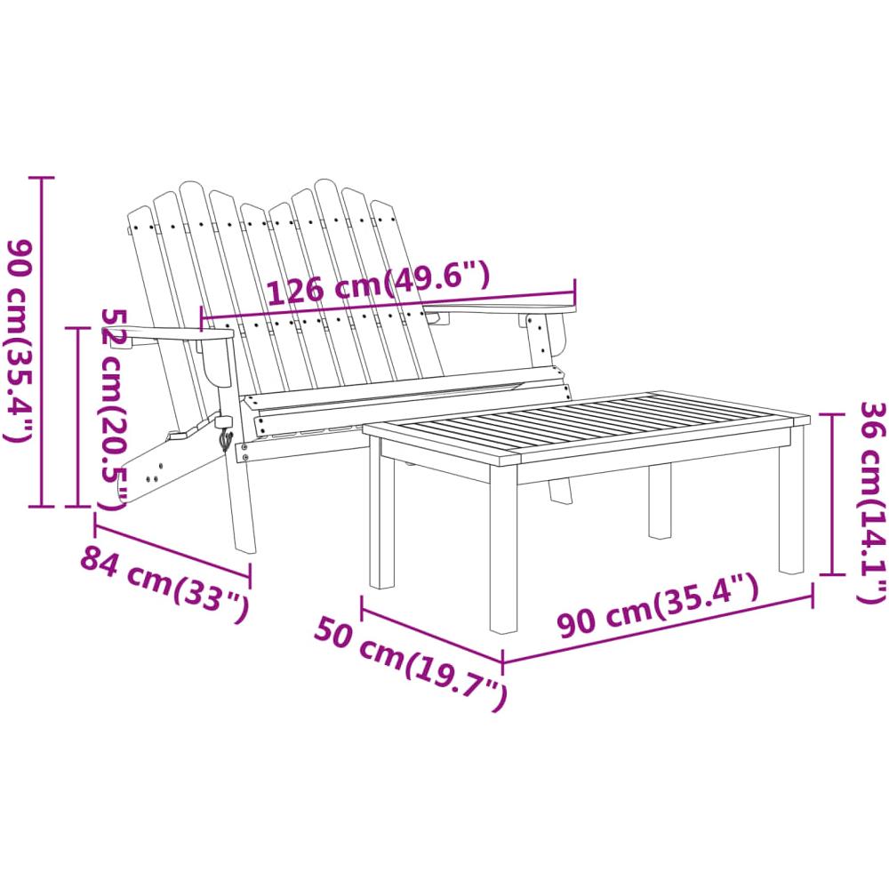 Set Salotto Da Giardino Adirondack 3pz Legno Massello Di Acacia - Foto 1