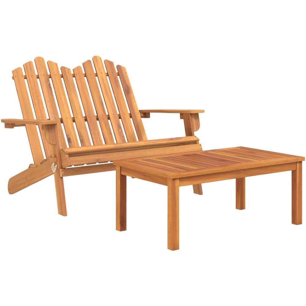 Set Salotto Da Giardino Adirondack 3pz Legno Massello Di Acacia - Foto 2