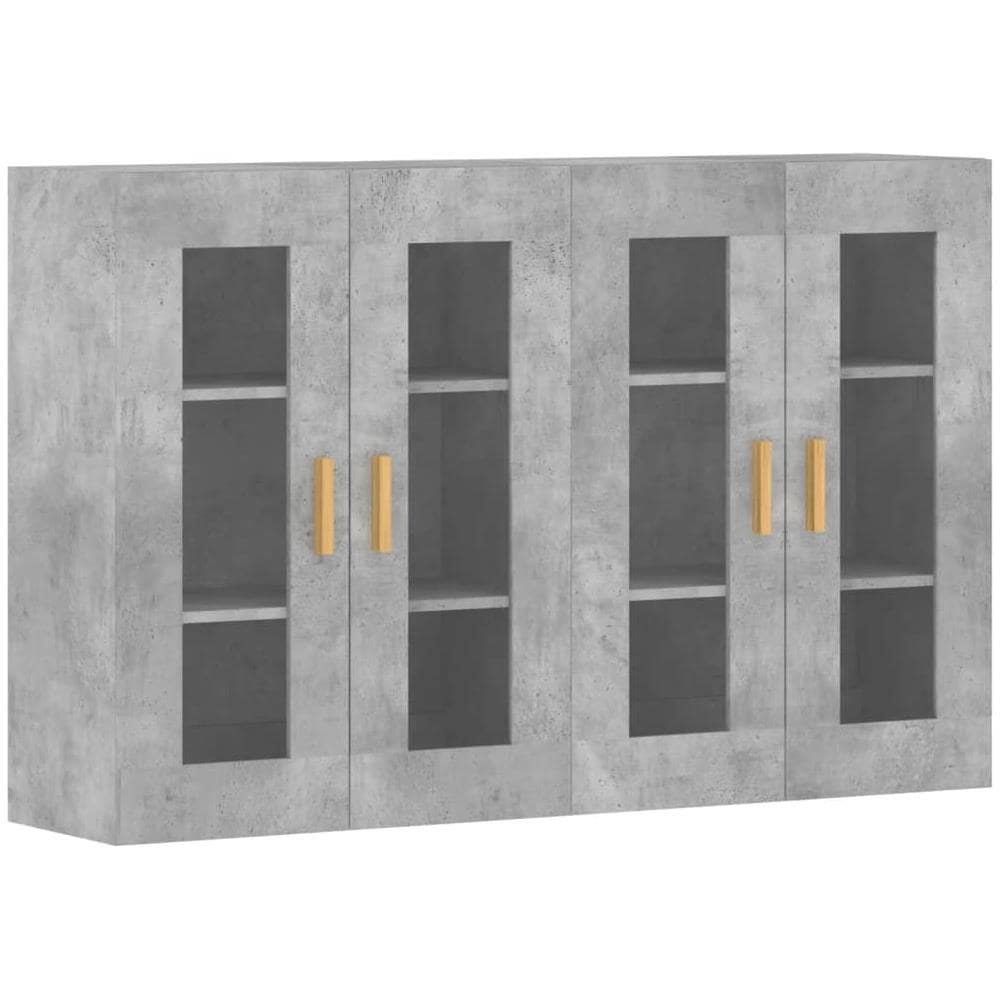 Armadietti A Parete 2 Pz Grigio Cemento In Legno Multistrato - Foto 1