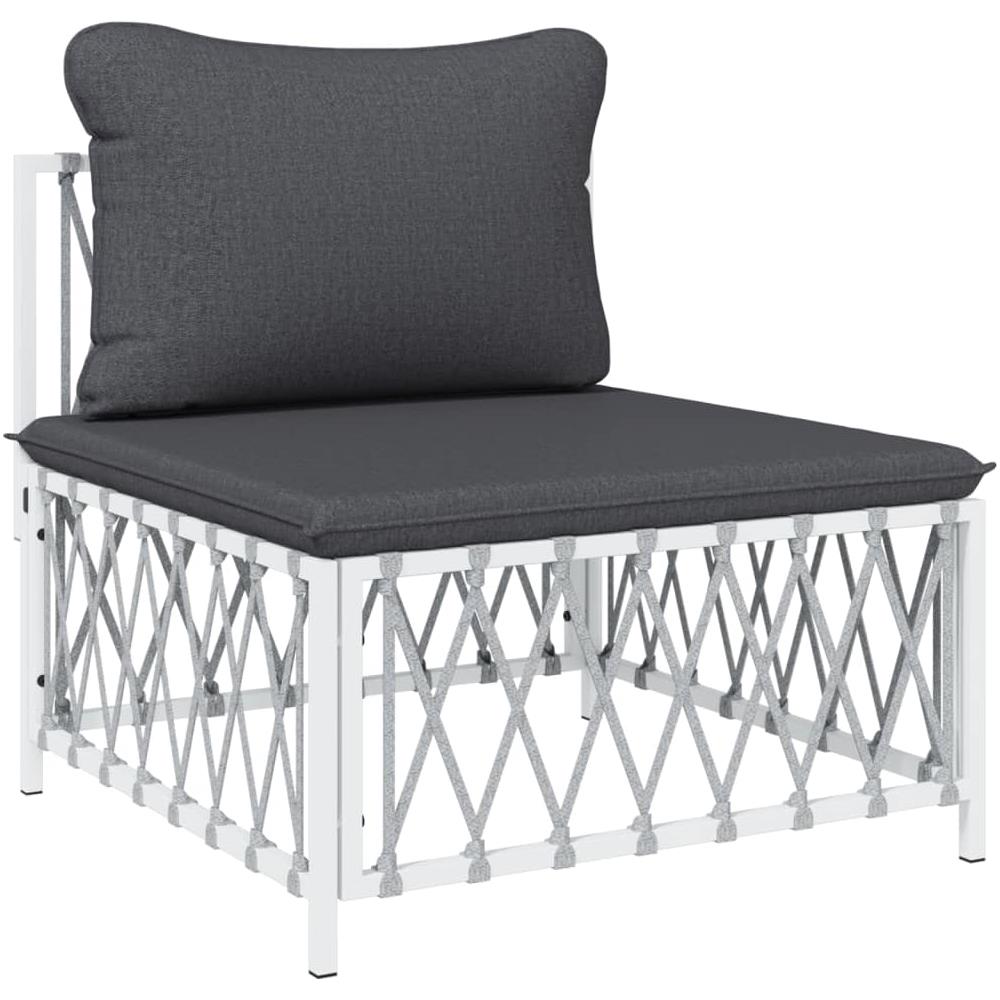 Divano Centrale Giardino Con Cuscini Bianco Tessuto Intrecciato - Foto 2