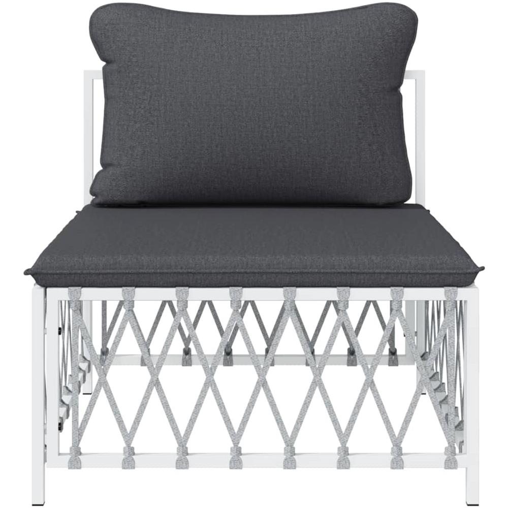 Divano Centrale Giardino Con Cuscini Bianco Tessuto Intrecciato - Foto 3