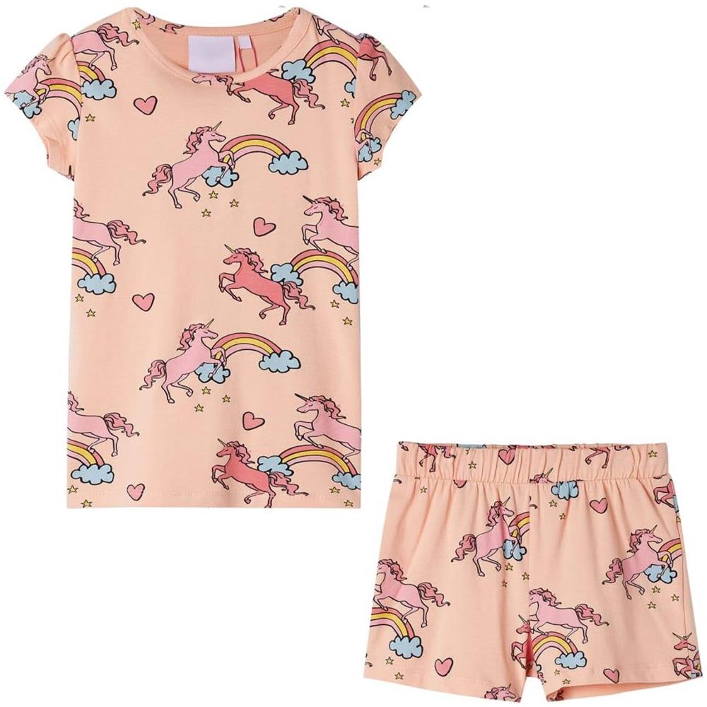 Pigiama da Bambina a Maniche Corte Arancione Chiaro 140 - Foto 1