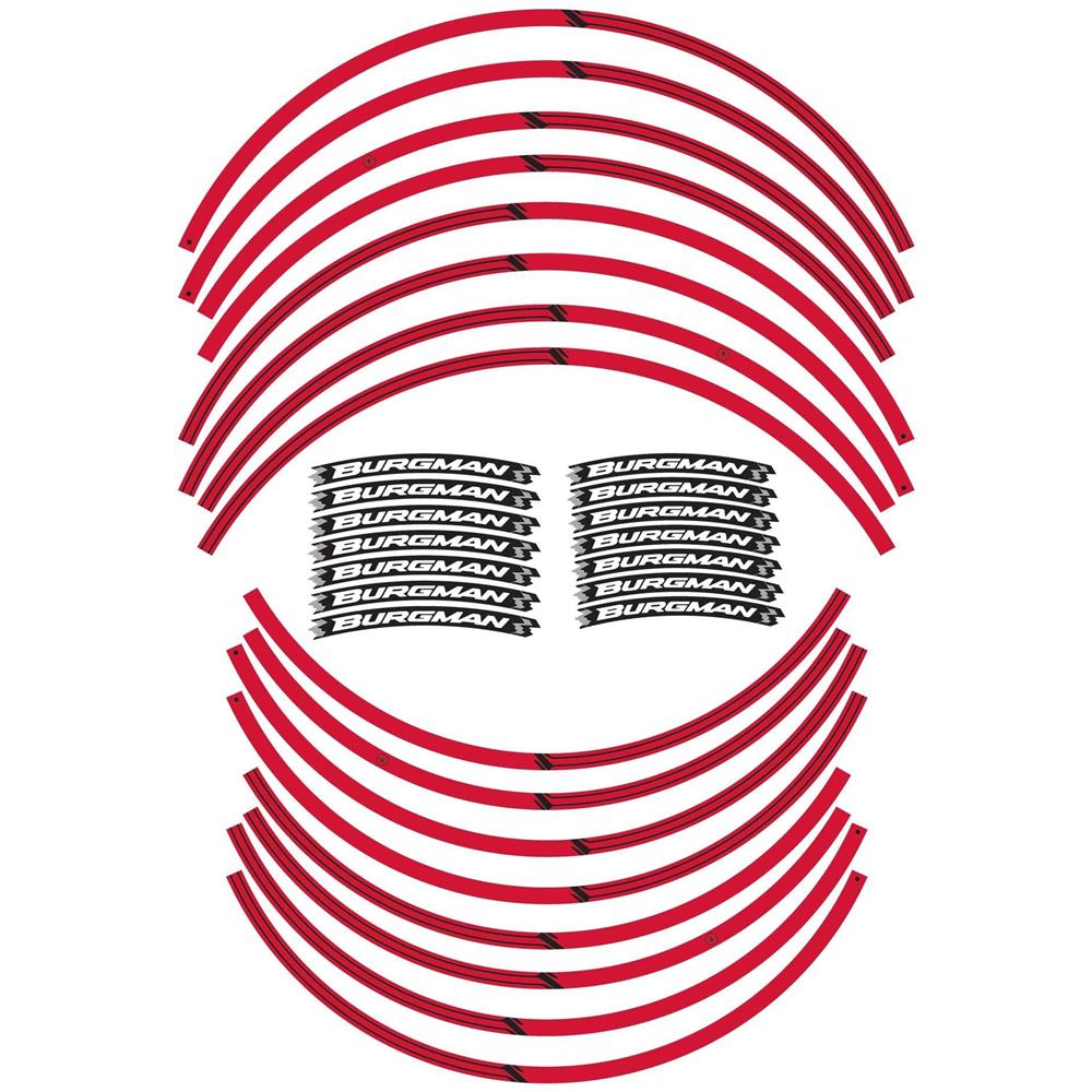 Strisce Adesive Cerchi Scooter Compatibili Con Suzuki Burgman 650 2017-2020 Rosso - Foto 1