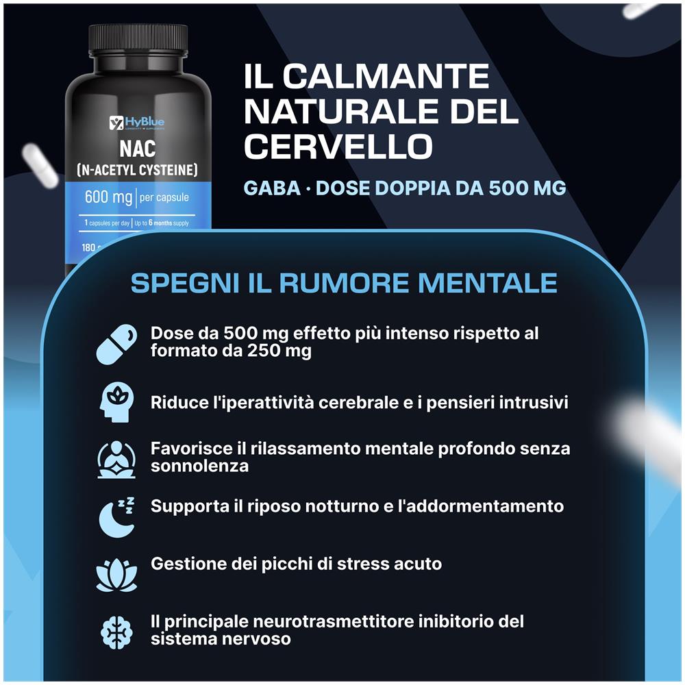 GABA Acido Gamma Amminobutirrico 500 mg 180 Capsule | Integratore per Calma Mentale e Gestione dello Stress | Supporto al Relax Notturno | 100% Vegano, Senza Glutine e Senza Lattosio | Scorta 6 Mesi - Foto 1