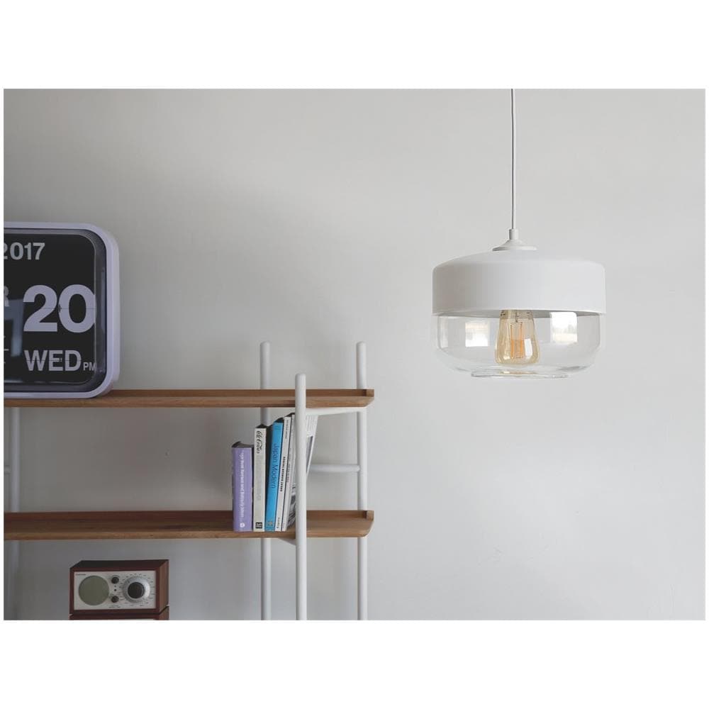 Lampada Da Soffitto Nera In Vetro E Metallo Bianco - Murray - Foto 2