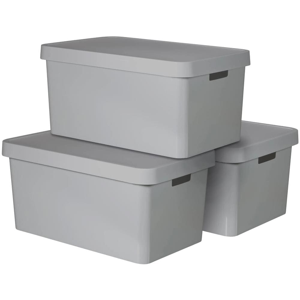 Contenitori Con Coperchio Infinity 3 Pz 45 L Grigio 240659 - Foto 1