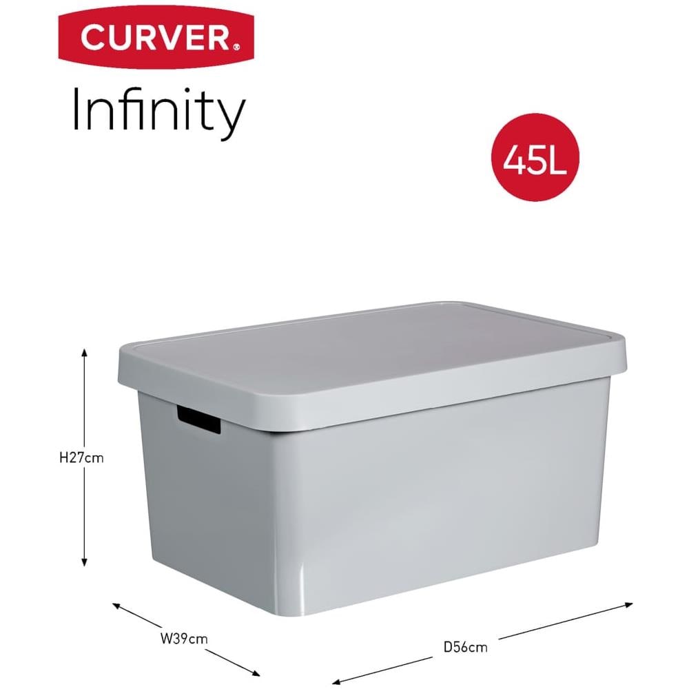 Contenitori Con Coperchio Infinity 3 Pz 45 L Grigio 240659 - Foto 4